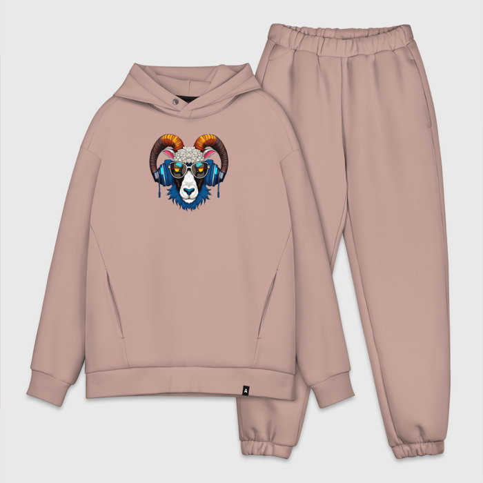 Мужской костюм oversize хлопок Баран в наушниках фото