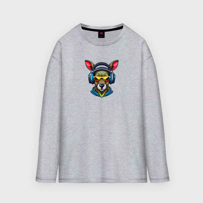 Мужской лонгслив oversize хлопок кенгуру и  наушники фото