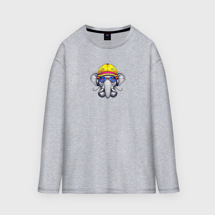 Мужской лонгслив oversize хлопок слон и наушники фото