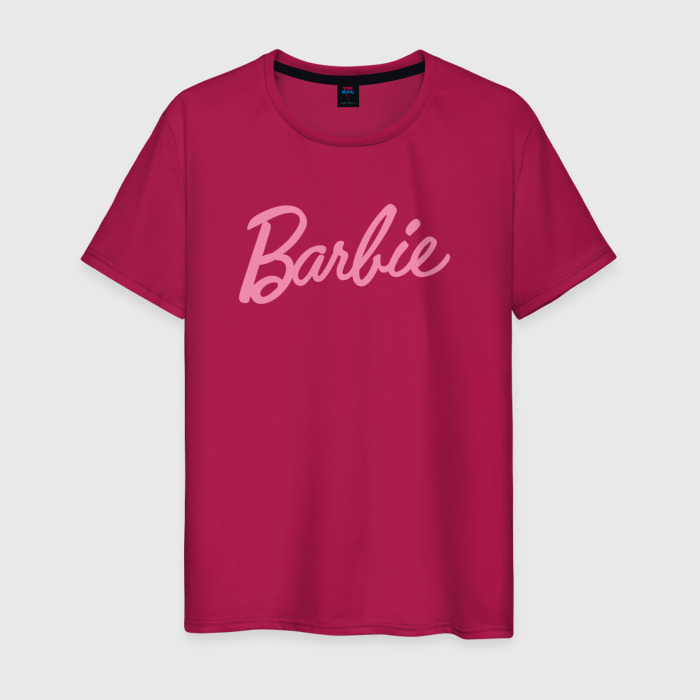 Светящаяся мужская футболка Pink Barbie logo фото