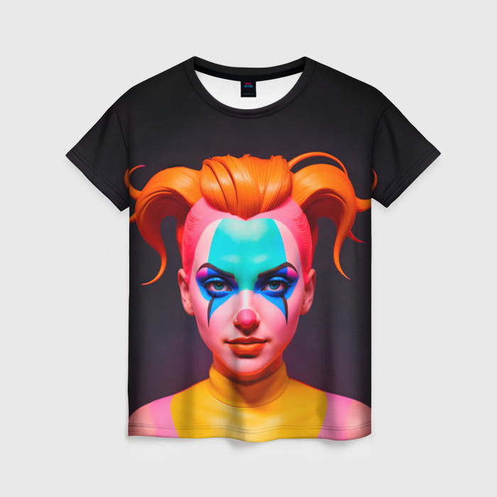 Женская футболка 3D Девушка клоун с жёлтыми волосами фото