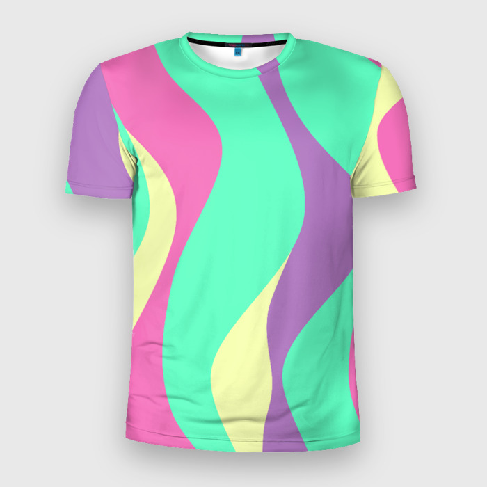 Мужская футболка 3D Slim Полосатая цветная абстракция фото