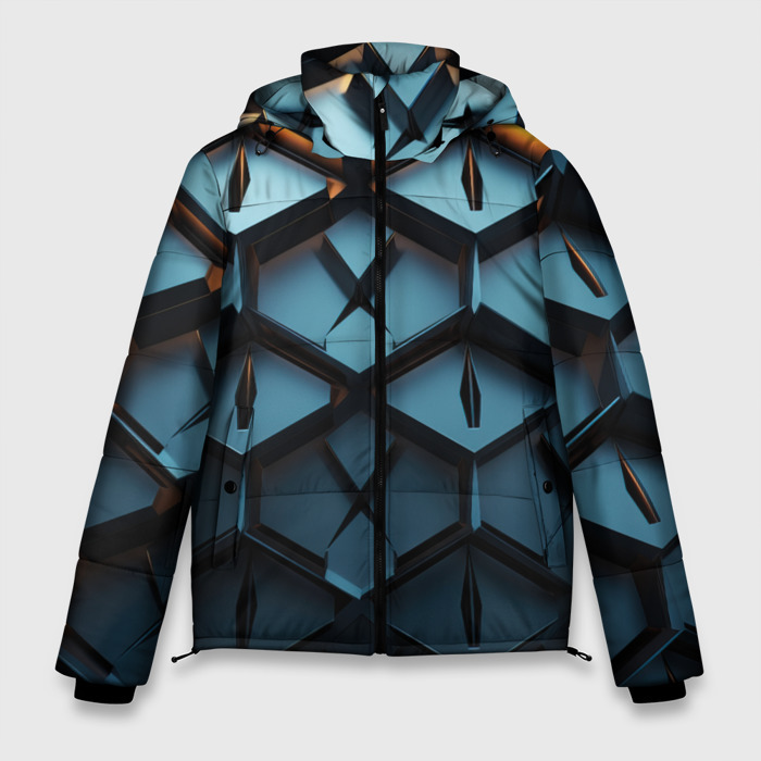 Мужская зимняя куртка 3D Металлические объемные чешуйчатые ромбы фото