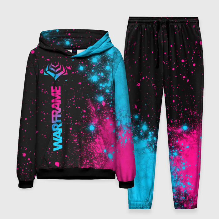 Мужской костюм с толстовкой 3D Warframe   neon gradient: по вертикали фото