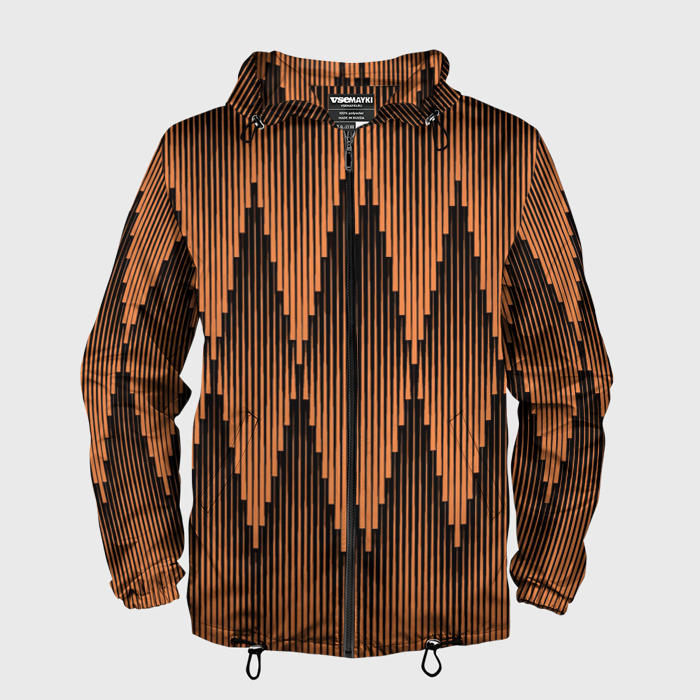 Мужская ветровка 3D Ромбы в полосатом закате фото