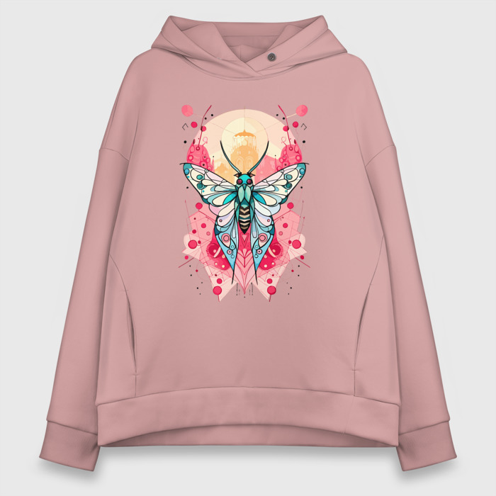 Женское худи Oversize хлопок Красочная бабочка Холи фото