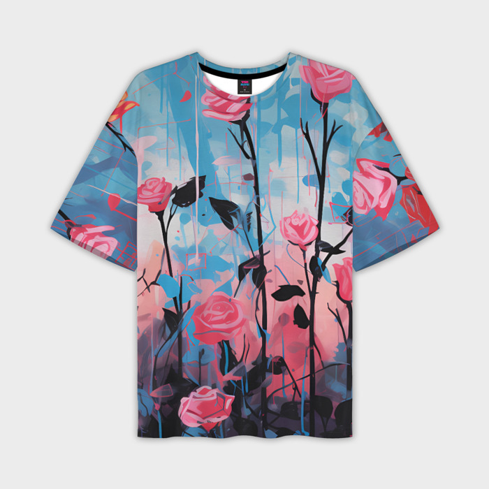 Мужская футболка oversize 3D Цветочная аура фото