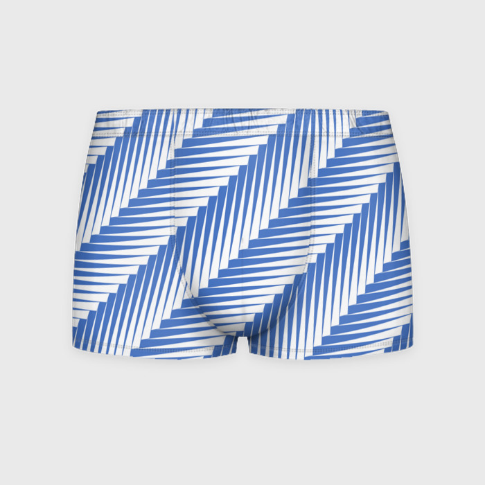 Мужские трусы 3D Голубая белая диагональ фото