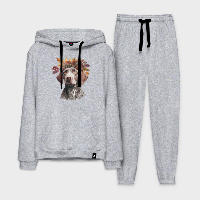 Мужской костюм хлопок с толстовкой Курцхаар с венком из осенних листьев фото