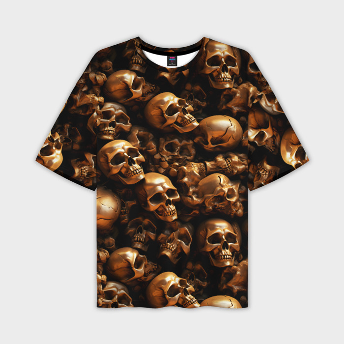 Мужская футболка oversize 3D Медные черепа фото
