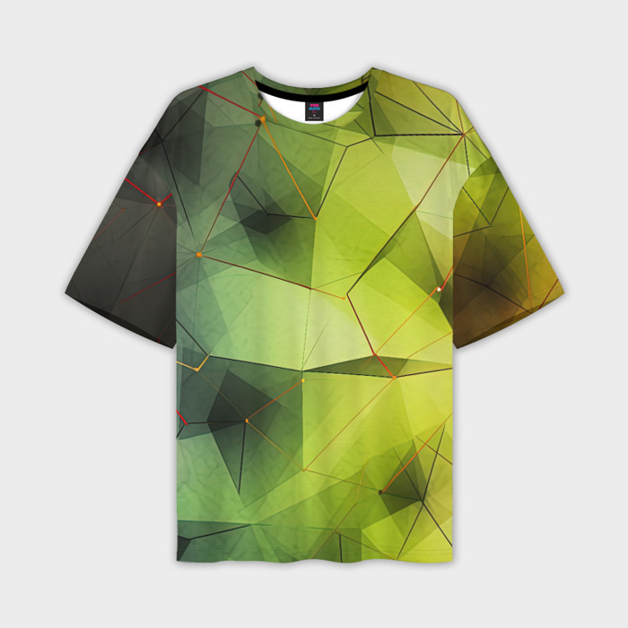 Мужская футболка oversize 3D Зеленая текстура  объемная фото