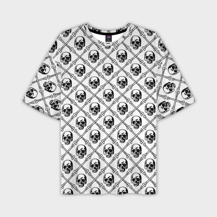 Мужская футболка oversize 3D Черепа и кости фото