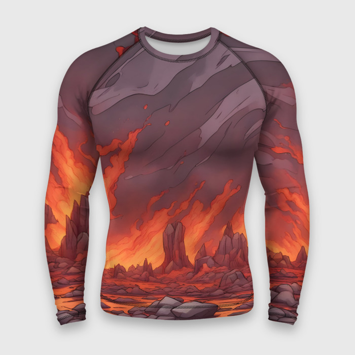 Мужской рашгард 3D Адский огонь фото