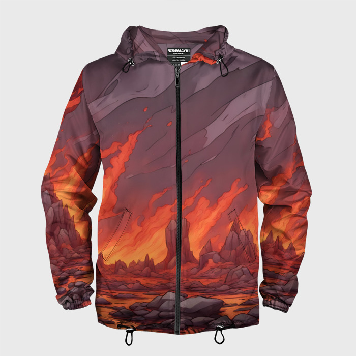Мужская ветровка 3D Адский огонь фото