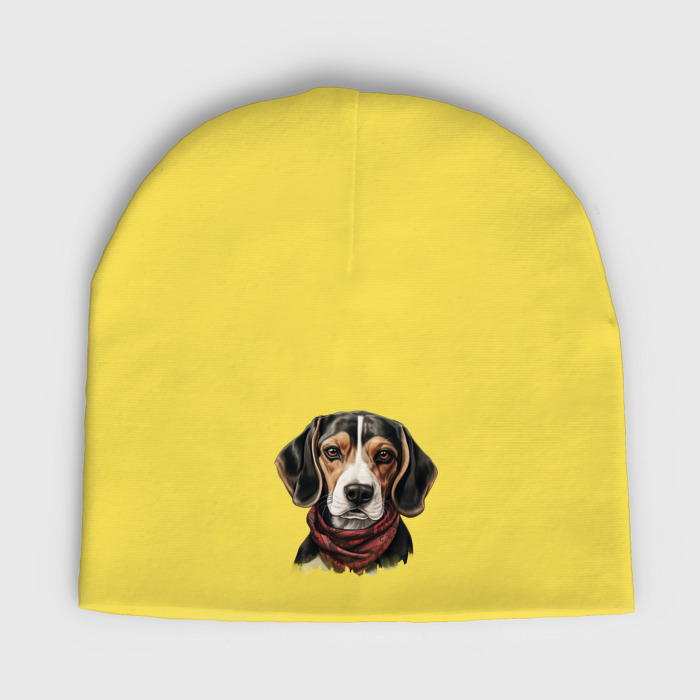 Мужская шапка демисезонная Бигль с банданой на шее фото