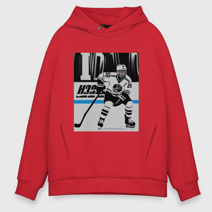 Мужское худи Oversize хлопок Хоккеист на льду фото