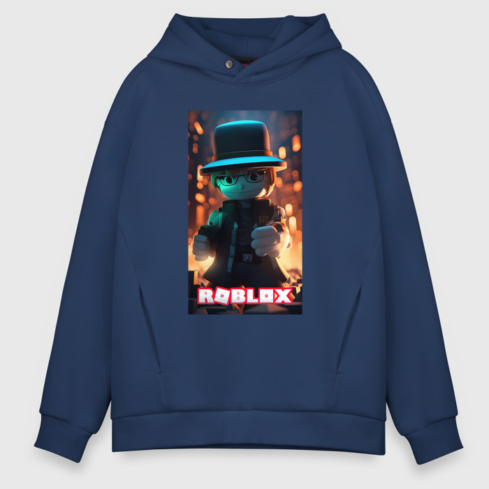 Мужское худи Oversize хлопок Роблокс в шляпе фото
