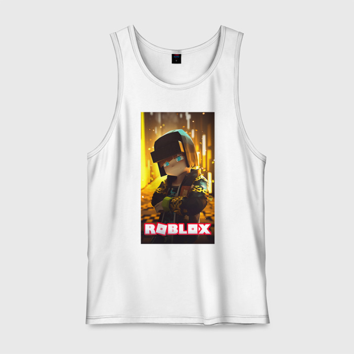Мужская майка хлопок Roblox yellow man фото