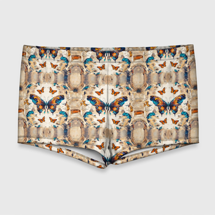 Мужские купальные плавки 3D Бабочки узор фото