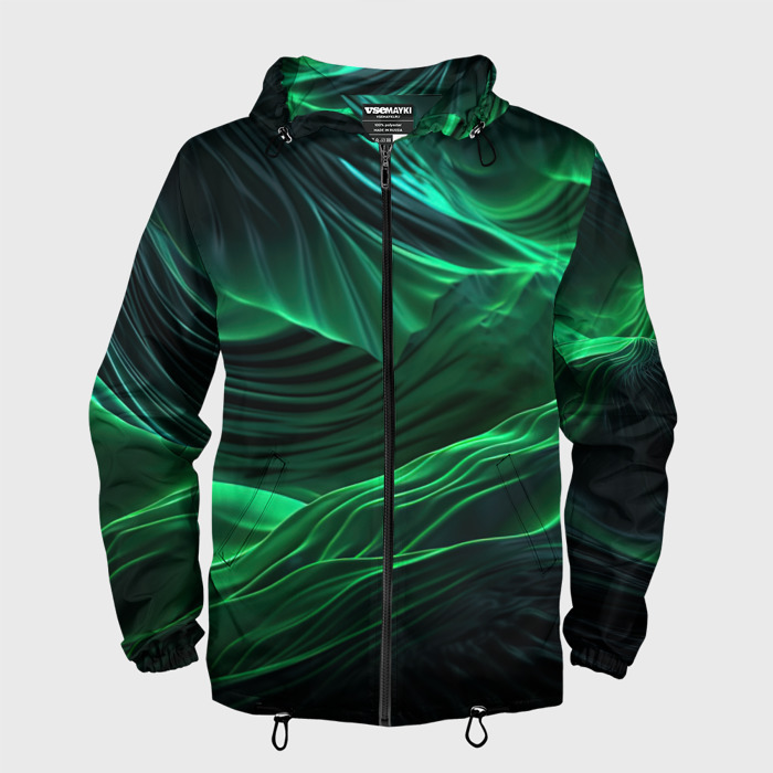 Мужская ветровка 3D Зеленая  абстракция фото