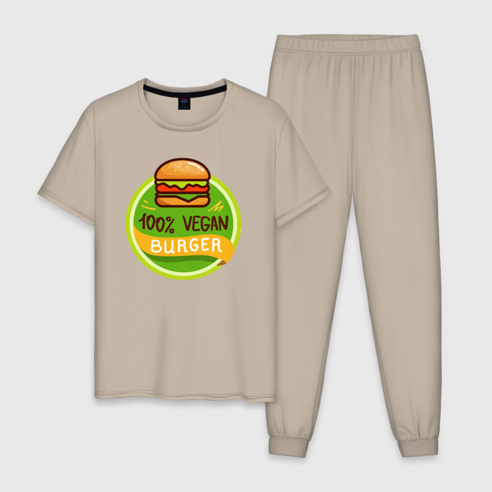 Мужская пижама хлопок Vegan burger фото