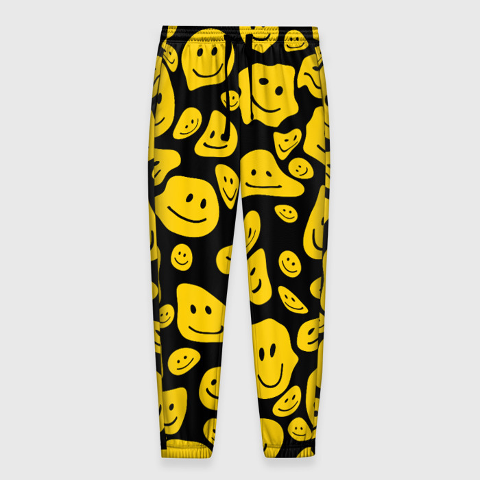 Мужские брюки 3D Расплывающиеся смайлы на черном фото