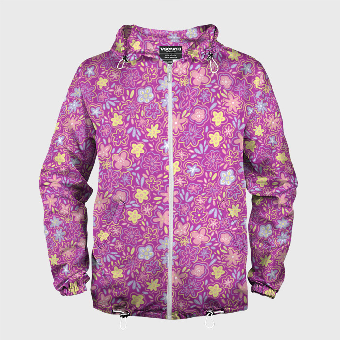 Мужская ветровка 3D Разноцветные цветочки фото