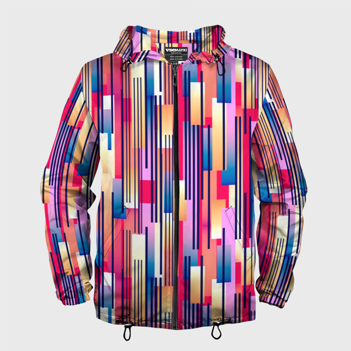 Мужская ветровка 3D Яркие спортивные полоски фото