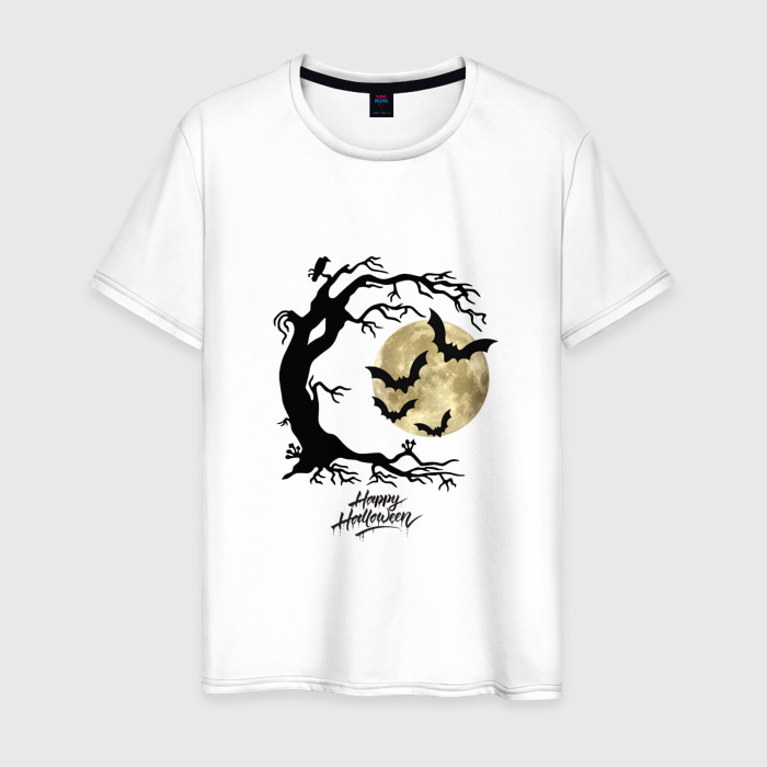 Мужская футболка хлопок Хэллоуин праздник летучих мышей фото