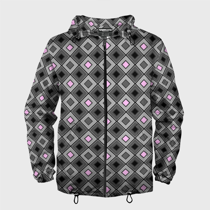 Мужская ветровка 3D Серо   розовый геометрический узор фото