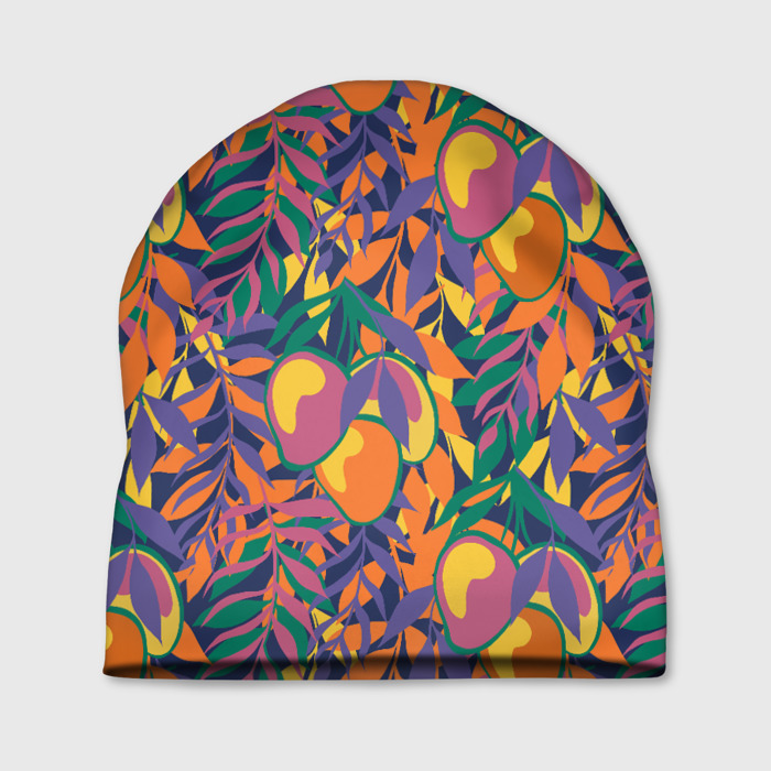 Шапка 3D Манго с листьями паттерн фото