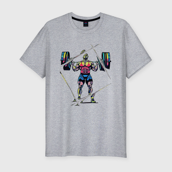 Мужская футболка хлопок Slim Арт штангист фото