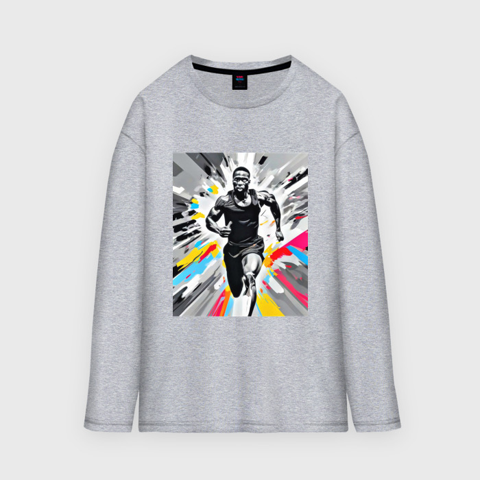 Мужской лонгслив oversize хлопок Чернокожий спринтер фото