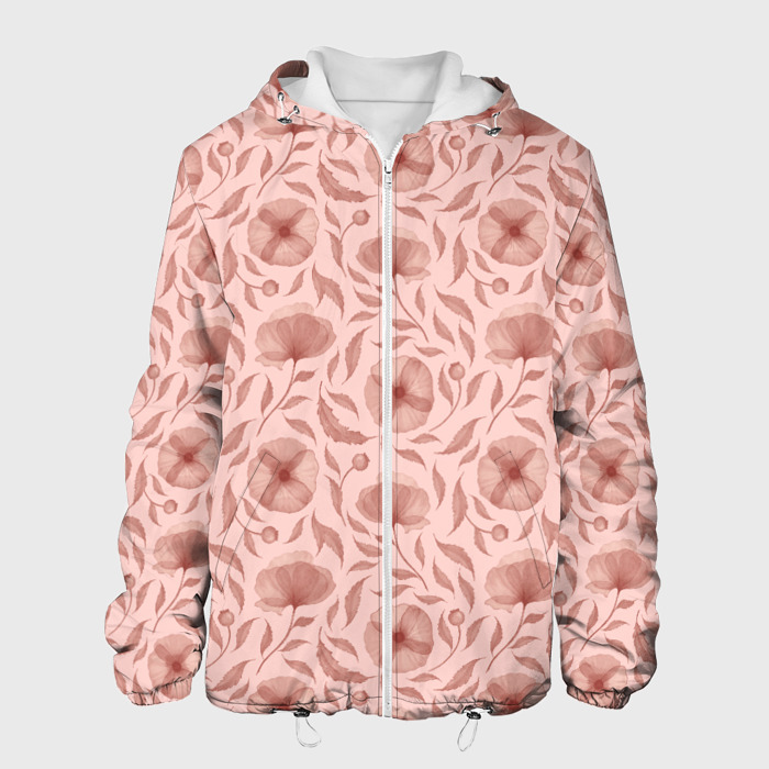 Мужская куртка 3D Бежевые монохромные цветы фото