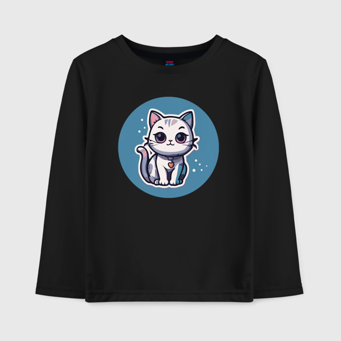 Детский лонгслив хлопок Задумчивый котенок фото