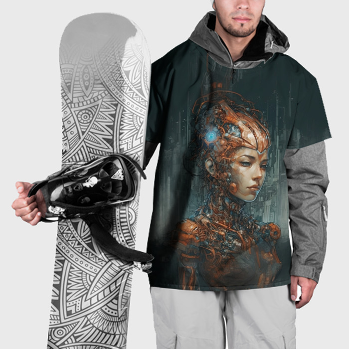 Накидка на куртку 3D Роботизированная девушка киборг фото