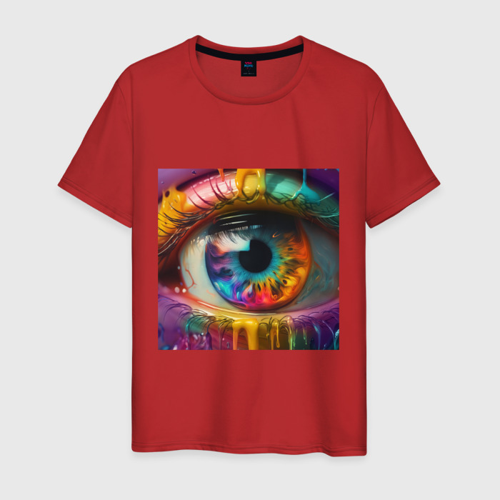 Мужская футболка хлопок Разноцветный глаз и краска фото