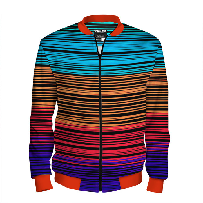 Мужской бомбер 3D Разноцветные тонкие линии фото