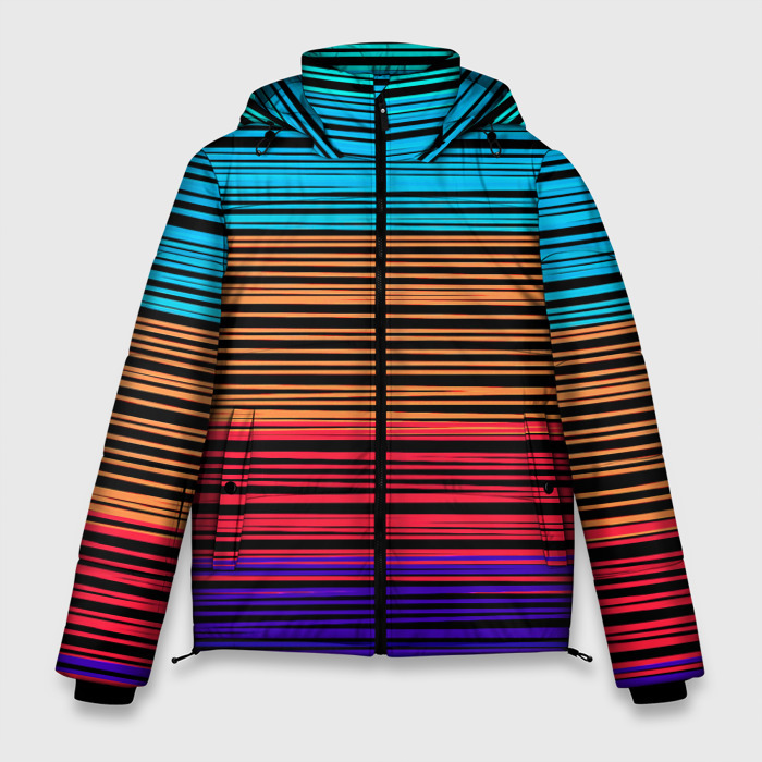 Мужская зимняя куртка 3D Разноцветные тонкие линии фото