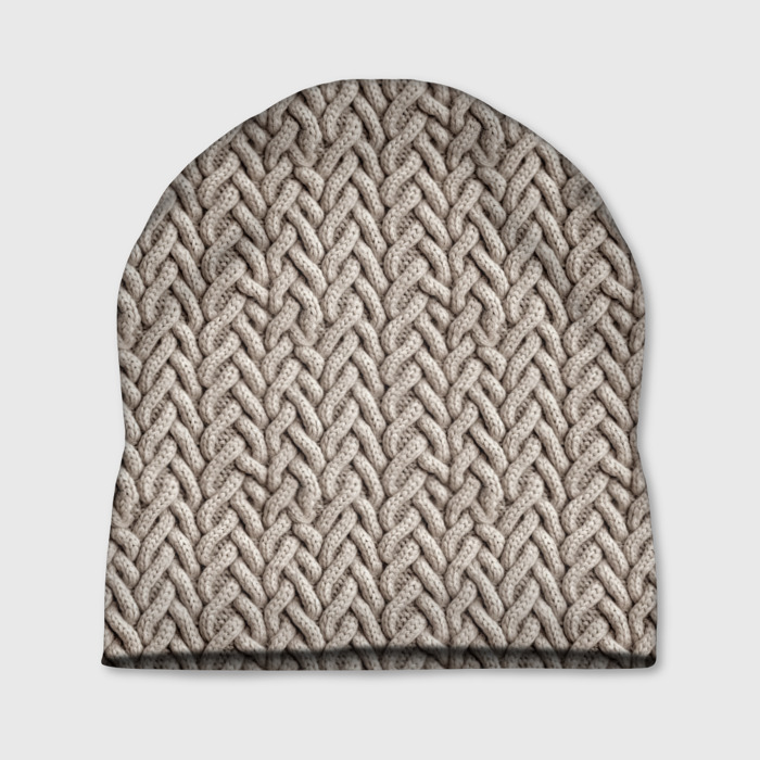 Шапка 3D Бежевая  пряжа фото