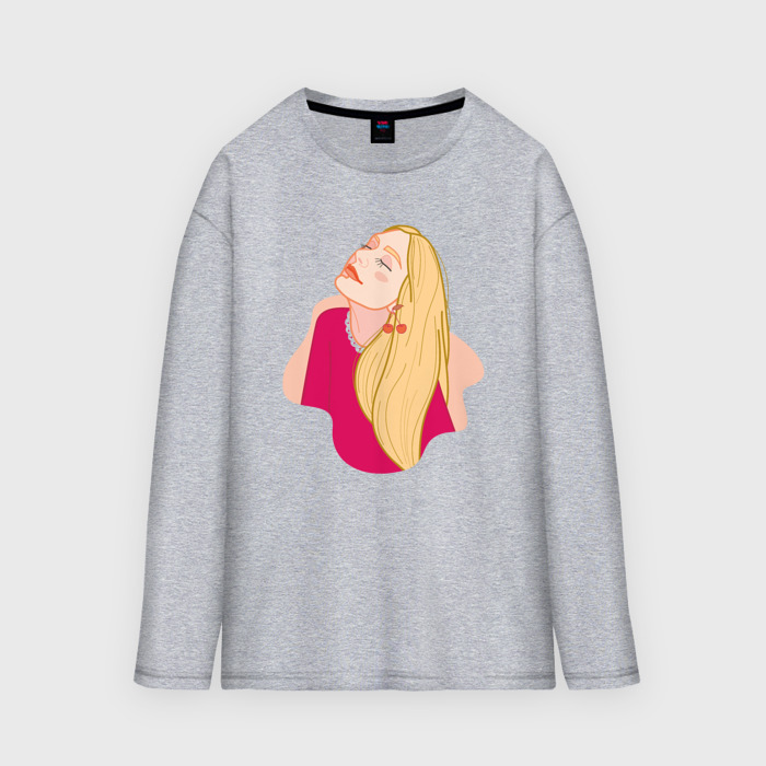 Мужской лонгслив oversize хлопок Блондинка с закрытыми глазами фото