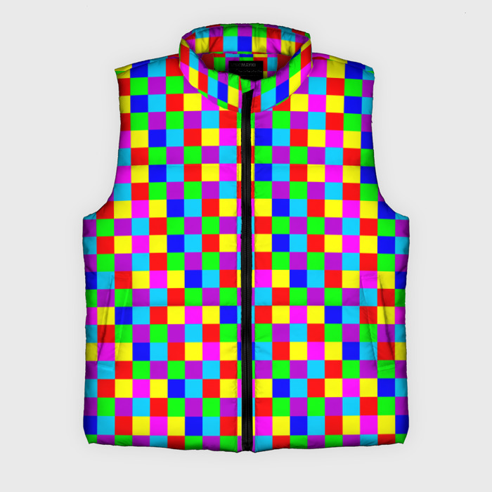 Мужской жилет утепленный 3D Разноцветные плитки фото