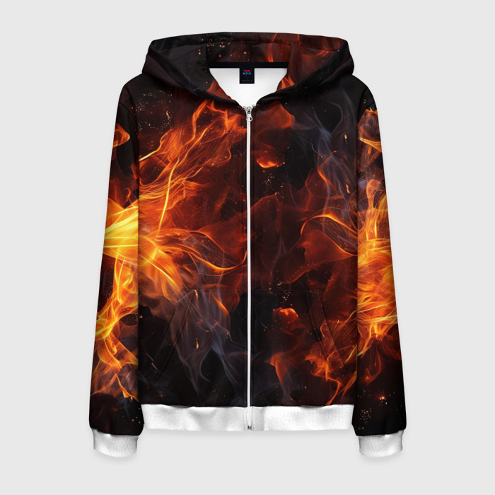 Мужская толстовка 3D на молнии Огонь и  искры фото