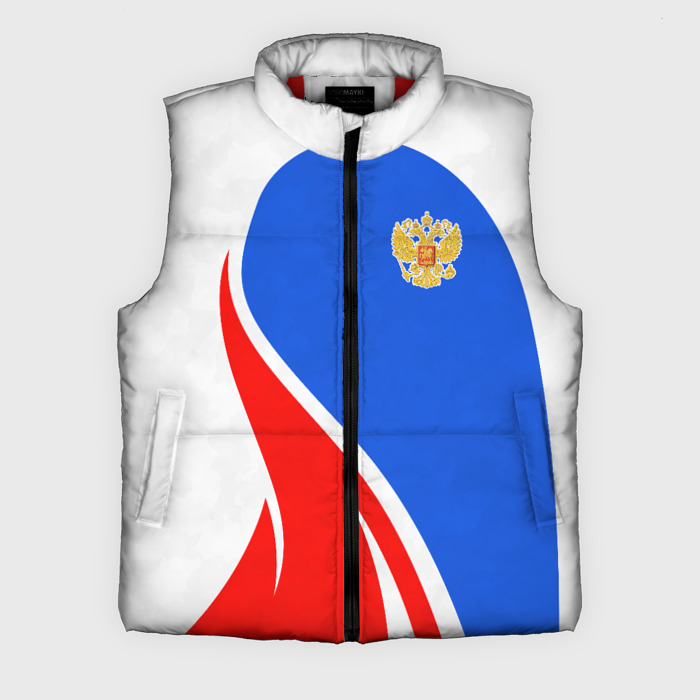 Мужской жилет утепленный 3D Герб РФ   white sport фото