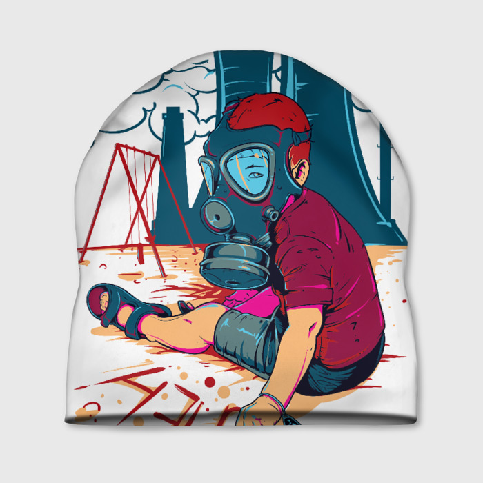 Шапка 3D Ребенок в противогазе фото