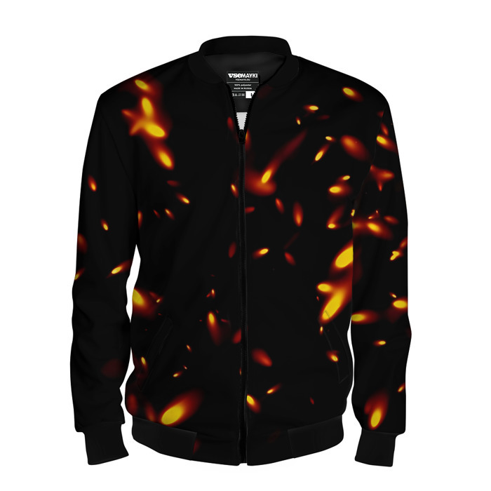 Мужской бомбер 3D Разлетающиеся искры пламени фото