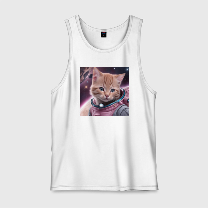 Мужская майка хлопок Котенок pink космонавт фото