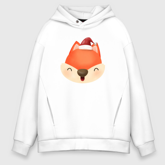 Мужское худи Oversize хлопок Новогодняя   лиса фото