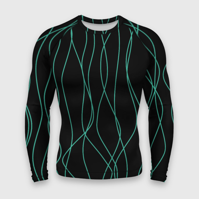 Мужской рашгард 3D Чёрный с линиями фото