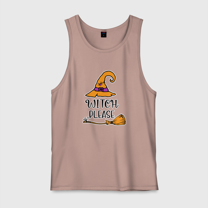 Мужская майка хлопок Witch please ведьмина шляпа хэллоуин фото